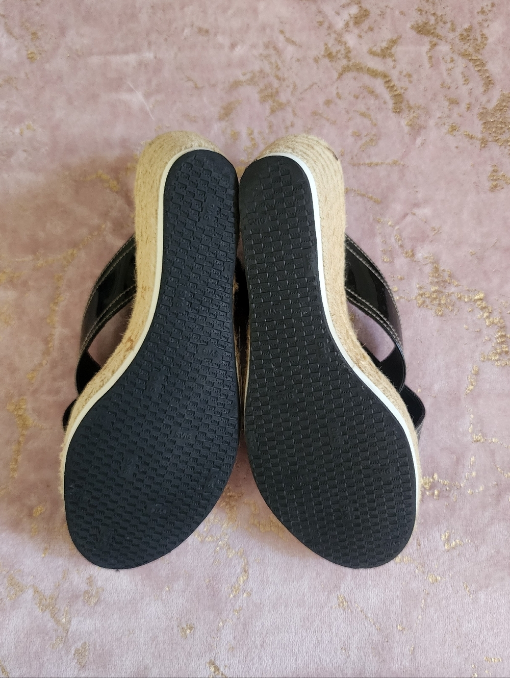 PRADA | Black Patent Leather Espadrille Wedge Sandals with Jute Platform - Picture 13 of 16